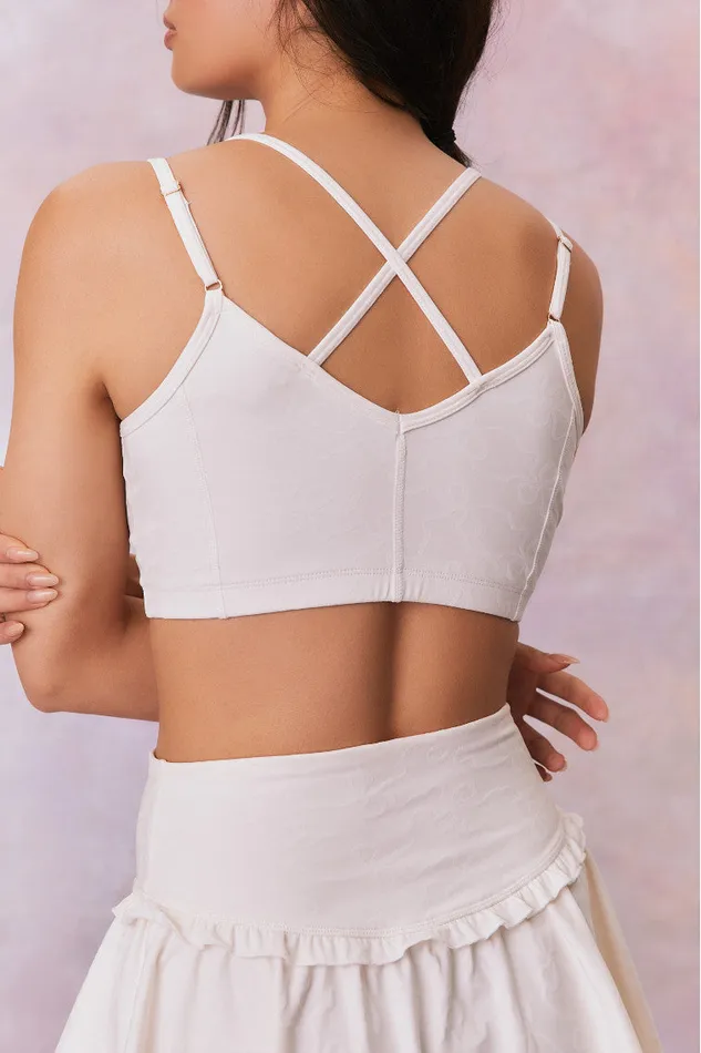 Active Women LoveShackFancy Aiden Bow Print Sports Bra Cloud Dancer