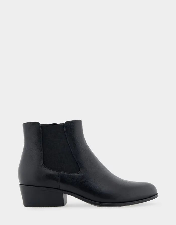 Aerosoles Comfortable Women039s Ankle Boot In Black Genuine Leather Black Genuine Leather Women Heeled Boots