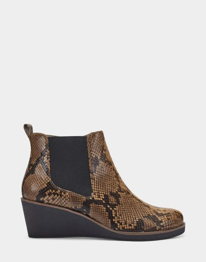 Aerosoles Comfortable Women039s Ankle Boot In Brown Faux Leather Brown Snake Women Wide Width Boots
