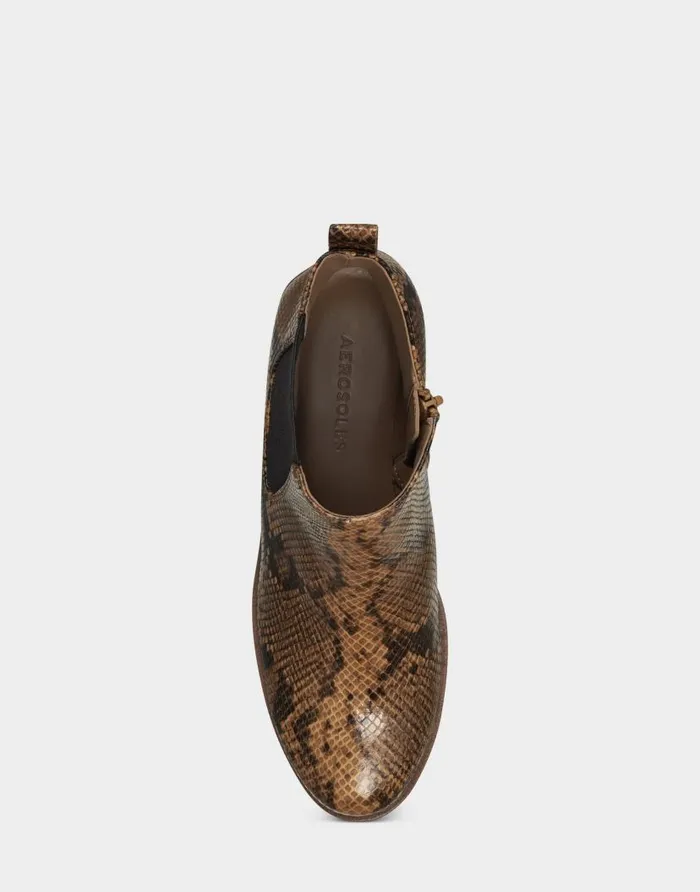 Aerosoles Comfortable Women039s Ankle Boot In Brown Faux Leather Brown Snake Women Wide Width Boots
