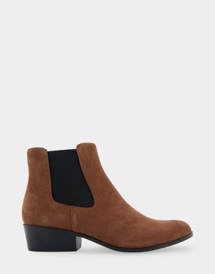Aerosoles Comfortable Women039s Ankle Boot In Brown Genuine Suede Mocha Genuine Suede Women Heeled Boots