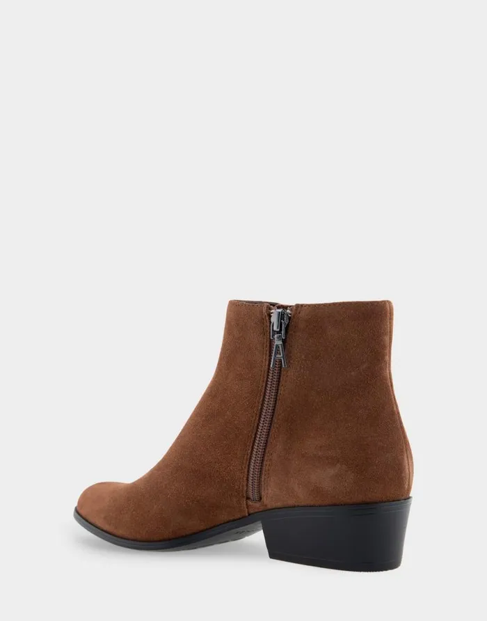 Aerosoles Comfortable Women039s Ankle Boot In Brown Genuine Suede Mocha Genuine Suede Women Heeled Boots