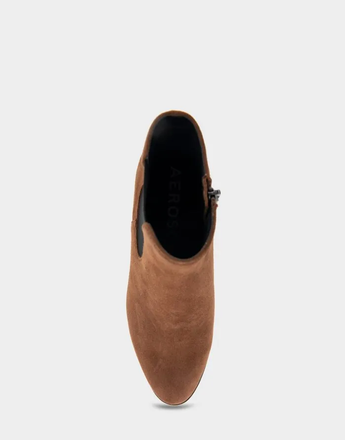 Aerosoles Comfortable Women039s Ankle Boot In Brown Genuine Suede Mocha Genuine Suede Women Heeled Boots