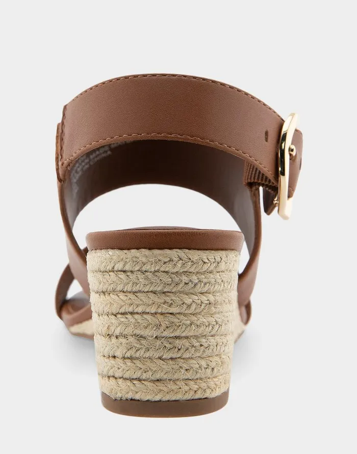 Aerosoles Comfortable Women039s Buckle Back Mid Wedge Sandal In Tan Faux Leather Tan Faux Leather Women Wide Width Sandals