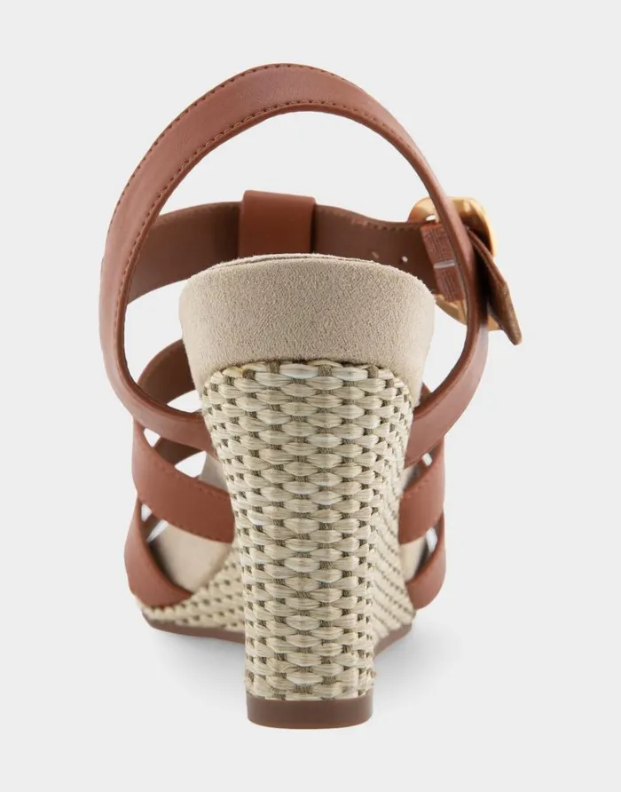 Aerosoles Comfortable Women039s Caged Footbed Wedge Sandal In Gingerbread Faux Leather Gingerbread Faux Leather Women Wedges