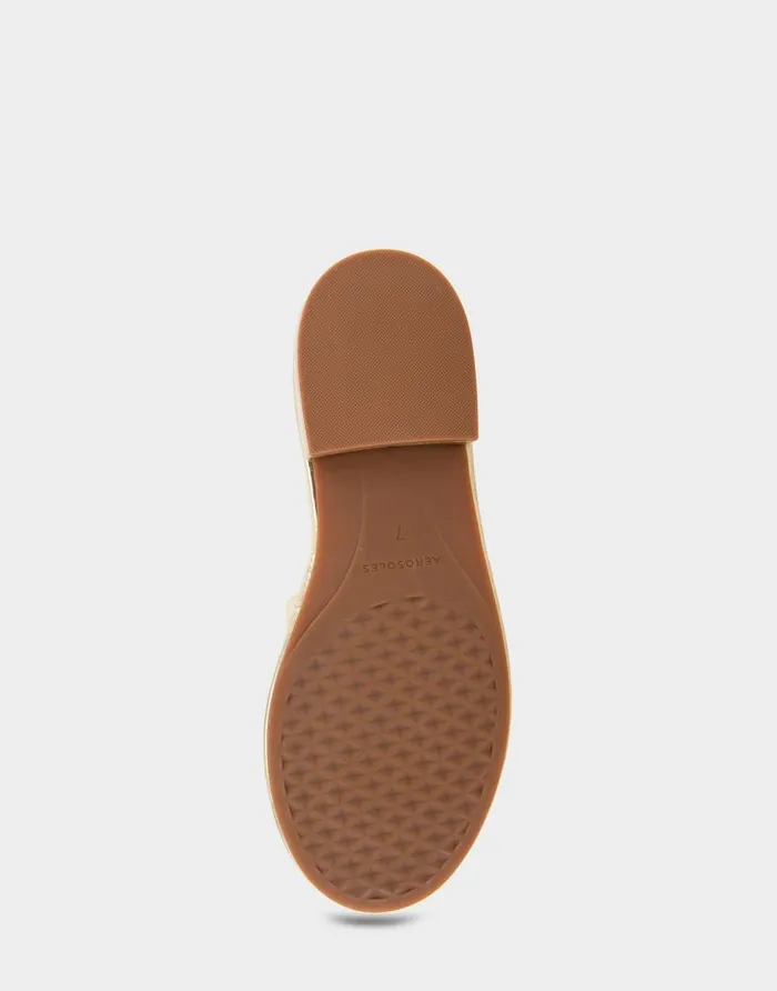 Aerosoles Comfortable Women039s Debossed Chain Link Slide Sandal In Soft Gold Faux Leather Soft Gold Faux Leather Women Flats
