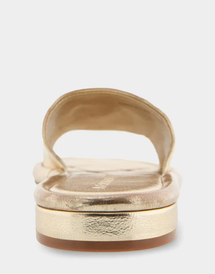 Aerosoles Comfortable Women039s Debossed Chain Link Slide Sandal In Soft Gold Faux Leather Soft Gold Faux Leather Women Flats
