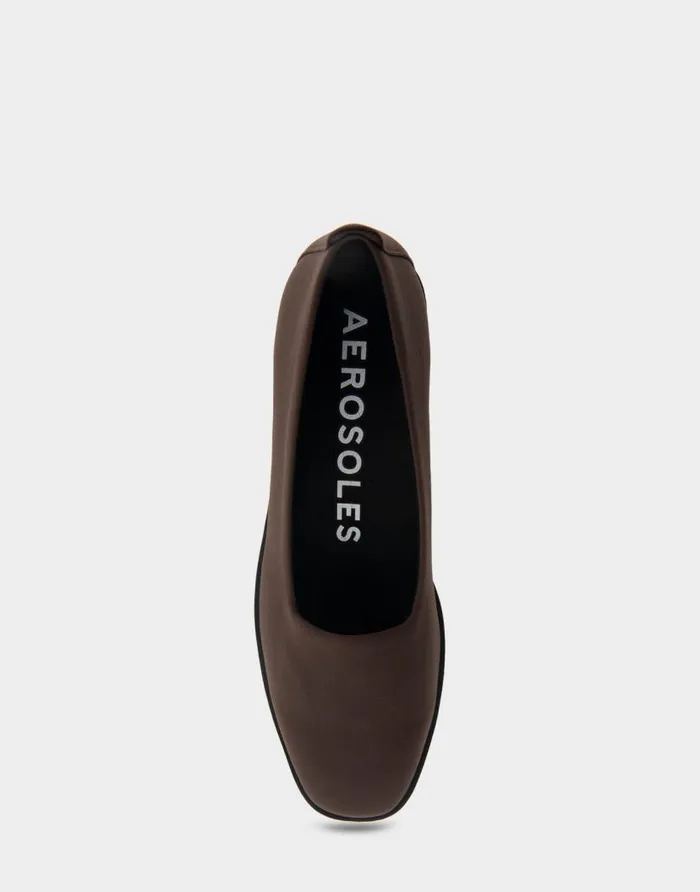Aerosoles Comfortable Women039s Flatform Shoe In Brown Stretch Gabardine Fabric Java Stretch Gabardine Fabric Women Pumps