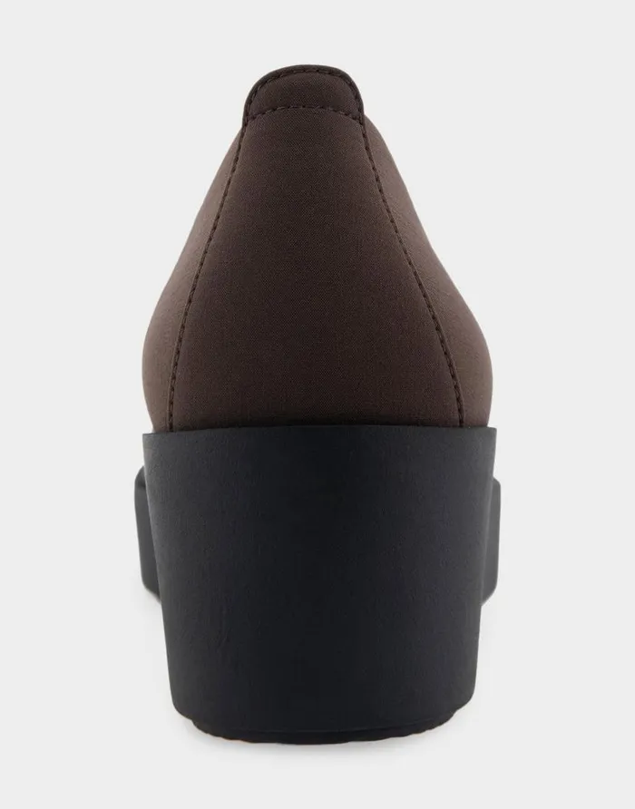 Aerosoles Comfortable Women039s Flatform Shoe In Brown Stretch Gabardine Fabric Java Stretch Gabardine Fabric Women Pumps