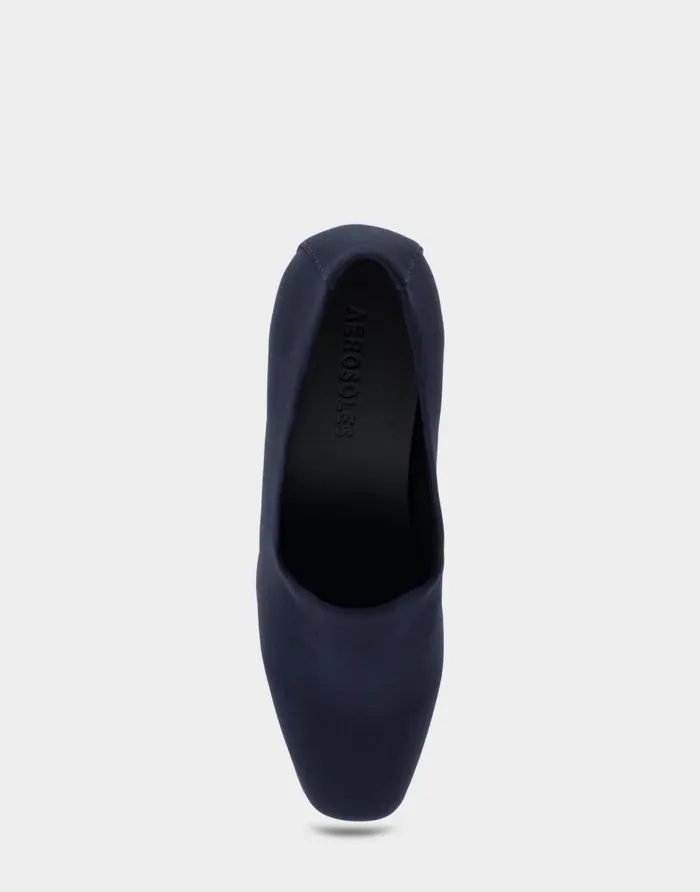 Aerosoles Comfortable Women039s Heeled Pump In Navy Stretch Fabric Navy Stretch Fabric Women Pumps