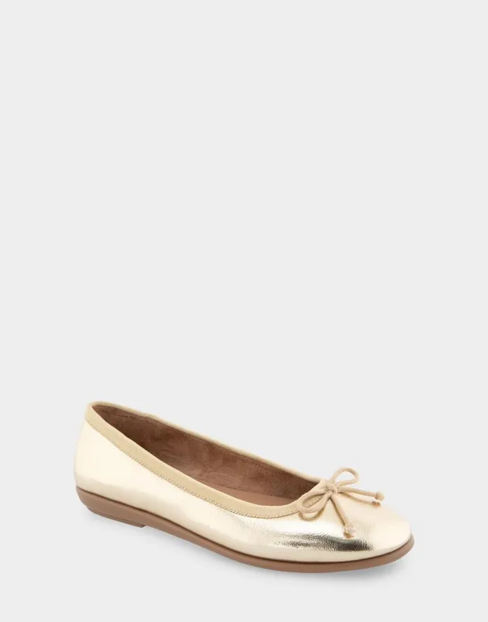 Aerosoles Comfortable Women039s Hidden Mini Wedge Ballet Flat In Gold Metallic Faux Leather Gold Metallic Faux Leather Women Wide Width Flats