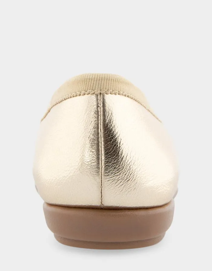 Aerosoles Comfortable Women039s Hidden Mini Wedge Ballet Flat In Gold Metallic Faux Leather Gold Metallic Faux Leather Women Wide Width Flats
