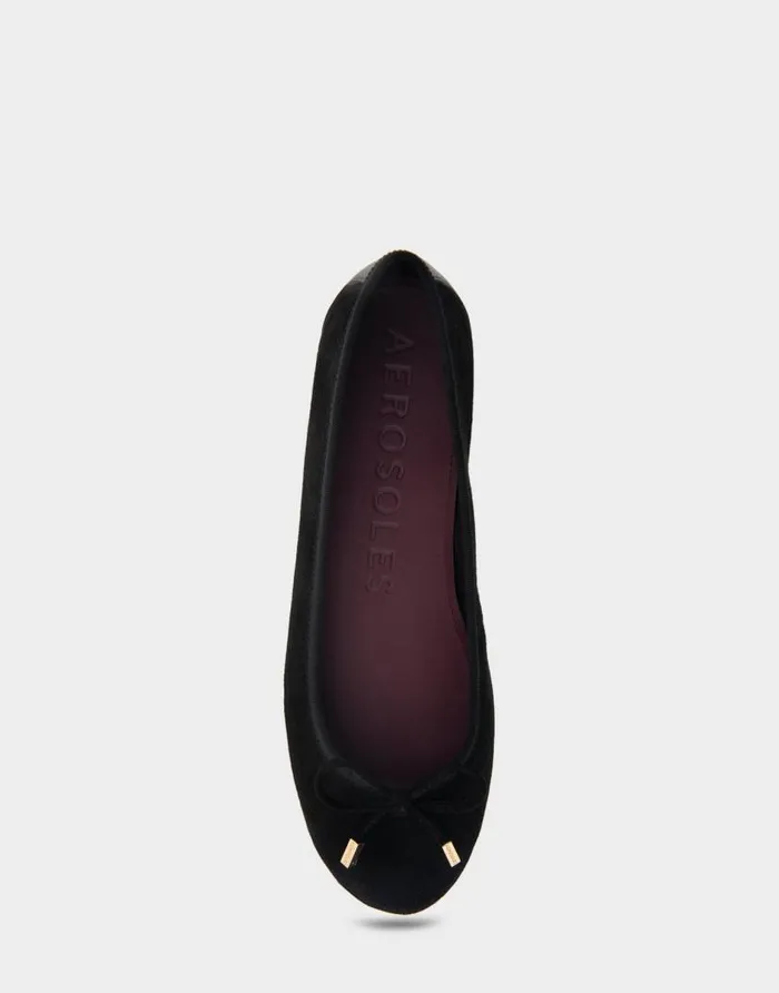 Aerosoles Comfortable Women039s Hidden Wedge Ballet Flat In Black Genuine Suede Black Genuine Suede Women Ballet