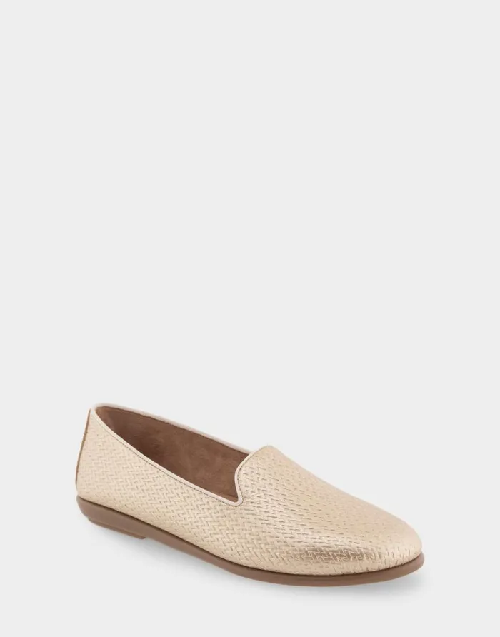 Aerosoles Comfortable Women039s Loafer In Soft Gold Faux Leather Soft Gold Faux Leather Women Wide Width Flats