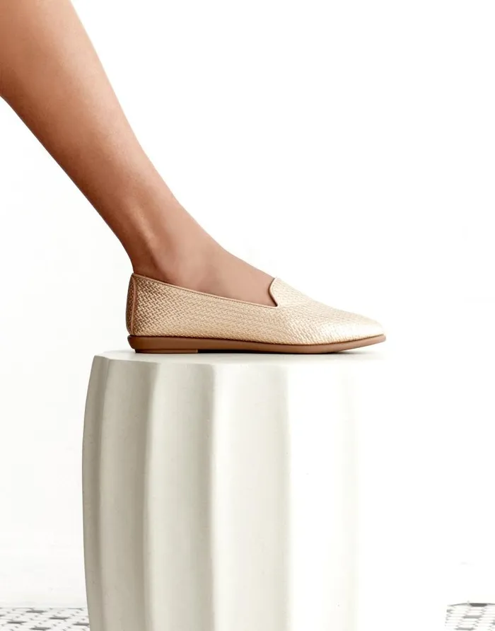 Aerosoles Comfortable Women039s Loafer In Soft Gold Faux Leather Soft Gold Faux Leather Women Wide Width Flats
