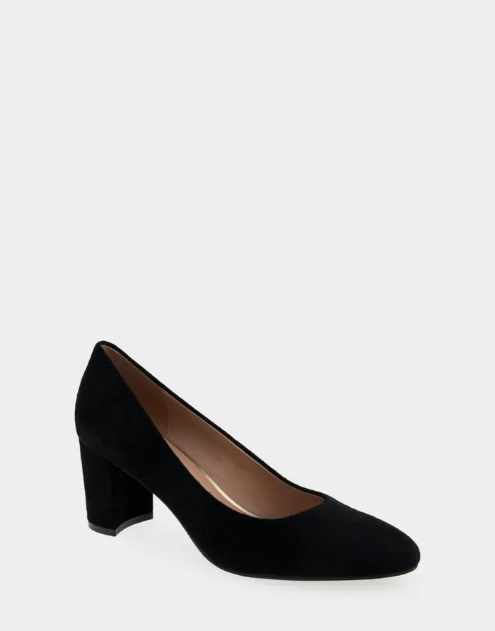 Aerosoles Comfortable Women039s Mid Heel Pump In Black Genuine Suede Black Genuine Suede Women Pumps