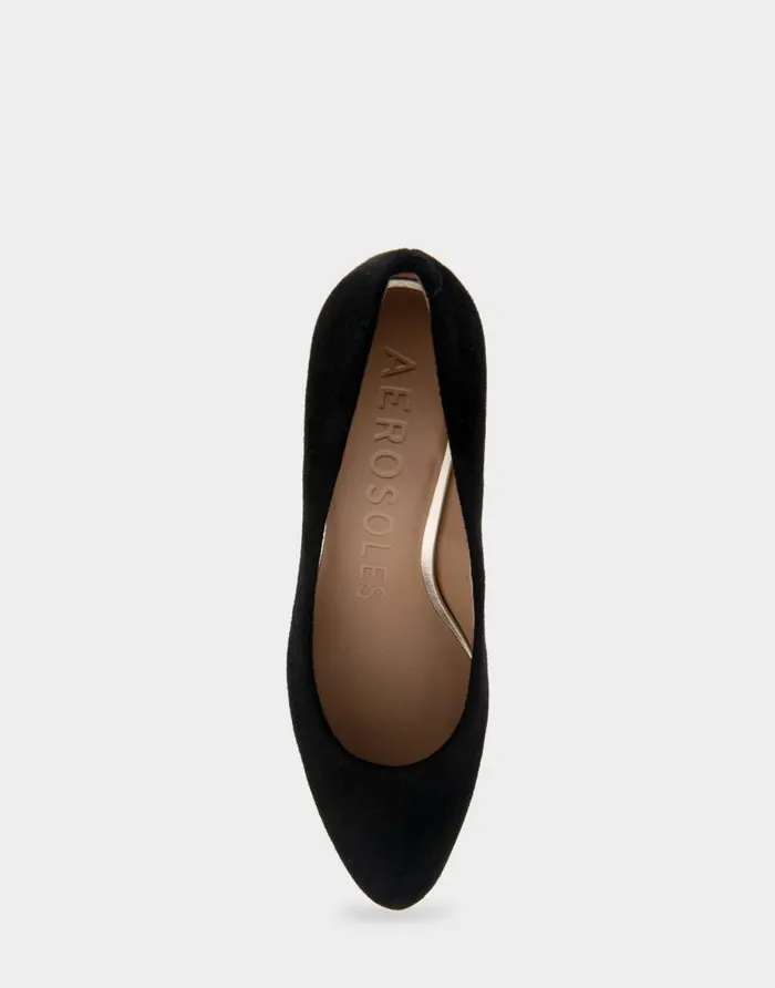 Aerosoles Comfortable Women039s Mid Heel Pump In Black Genuine Suede Black Genuine Suede Women Pumps
