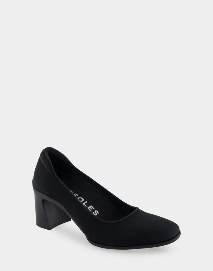Aerosoles Comfortable Women039s Mid Heel Pump In Black Stretch Fabric Stretch Fabric Black Stretch Gabardine Fabric Women Pumps