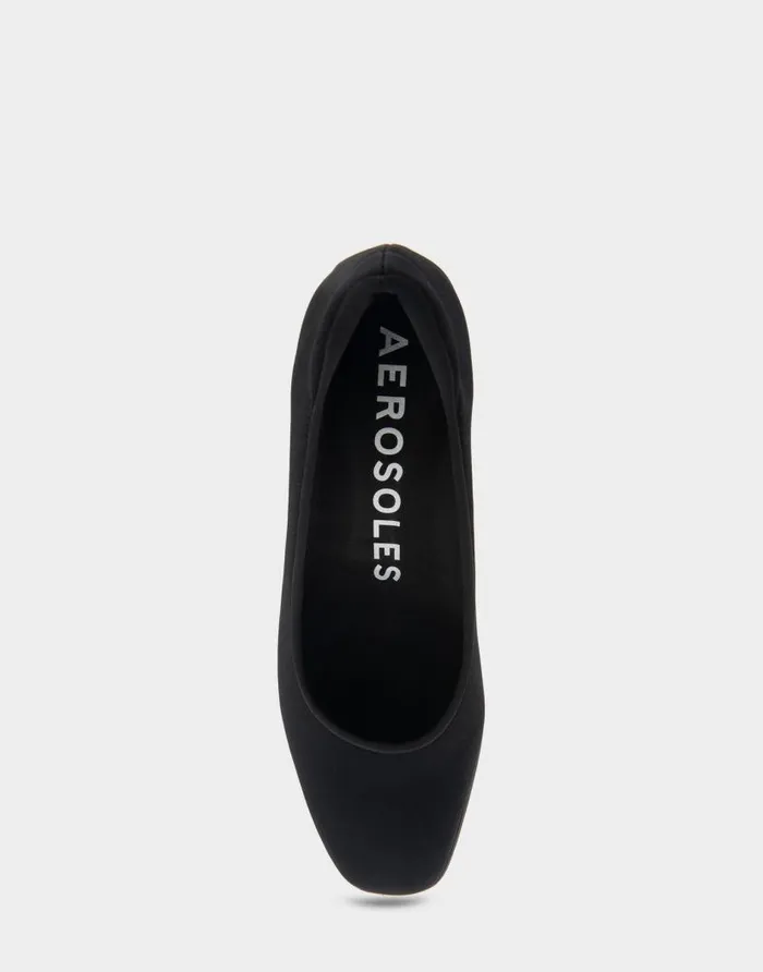 Aerosoles Comfortable Women039s Mid Heel Pump In Black Stretch Fabric Stretch Fabric Black Stretch Gabardine Fabric Women Pumps