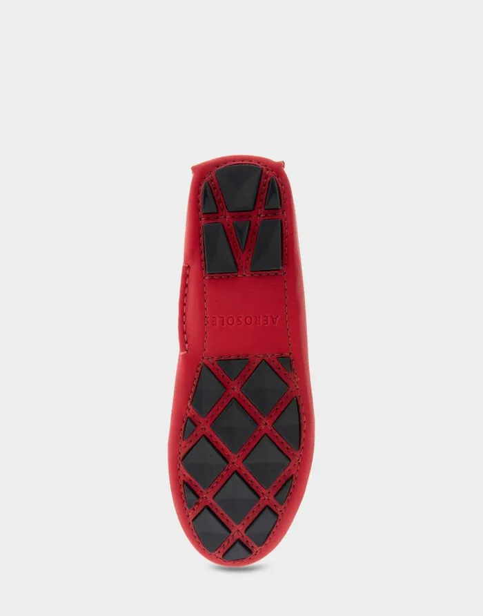 Aerosoles Comfortable Women039s Ornamented Driver In Red Genuine Leather Racing Red Genuine Leather Women Loafers