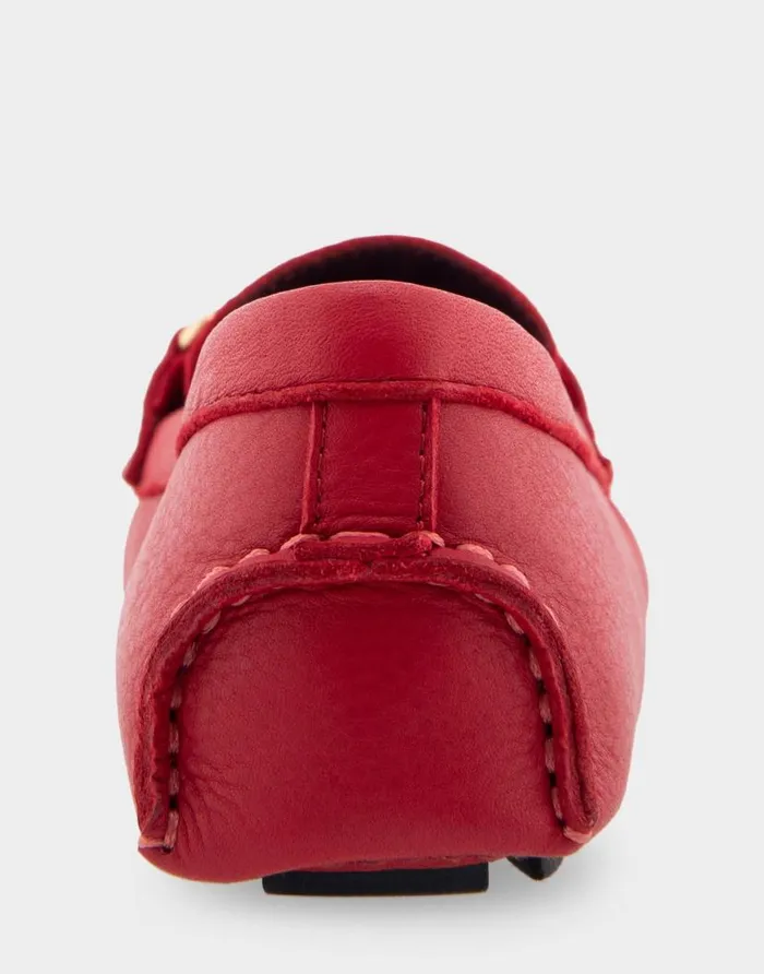 Aerosoles Comfortable Women039s Ornamented Driver In Red Genuine Leather Racing Red Genuine Leather Women Loafers