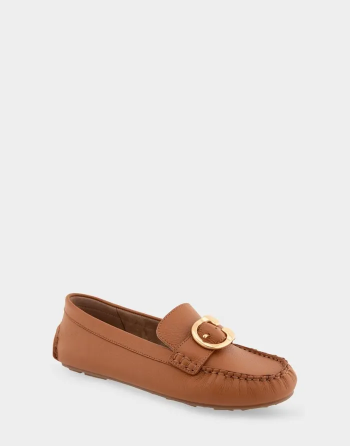 Aerosoles Comfortable Women039s Ornamented Driver In Tan Leather Tan Leather Women Loafers