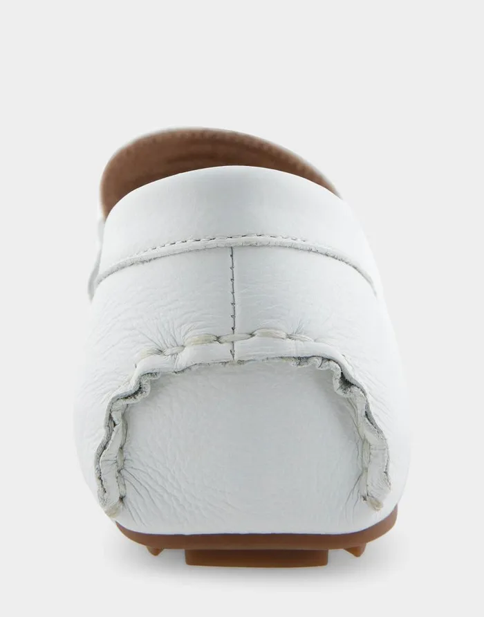 Aerosoles Comfortable Women039s Ornamented Driver In White Leather White Leather Women Clogs and Mules