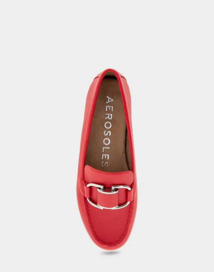 Aerosoles Comfortable Women039s Ornamented Loafer In Racing Red Faux Leather Racing Red Faux Leather Women Loafers