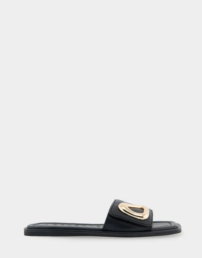 Aerosoles Comfortable Women039s Ornamented Single Band Slide Sandal In Black Leather Black Leather Women Flats Aerosoles Comfortable Women039s Ornamented Single Band Slide Sandal In Black Leather Black Leather Women Flats