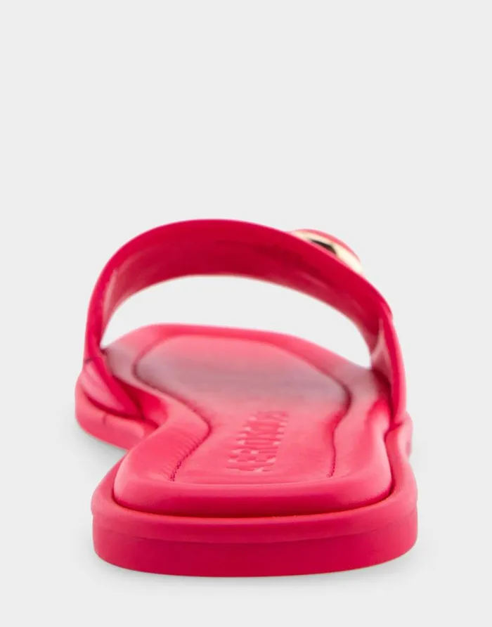 Aerosoles Comfortable Women039s Ornamented Single Band Slide Sandal In Virtual Pink Leather Virtual Pink Leather Women Slides