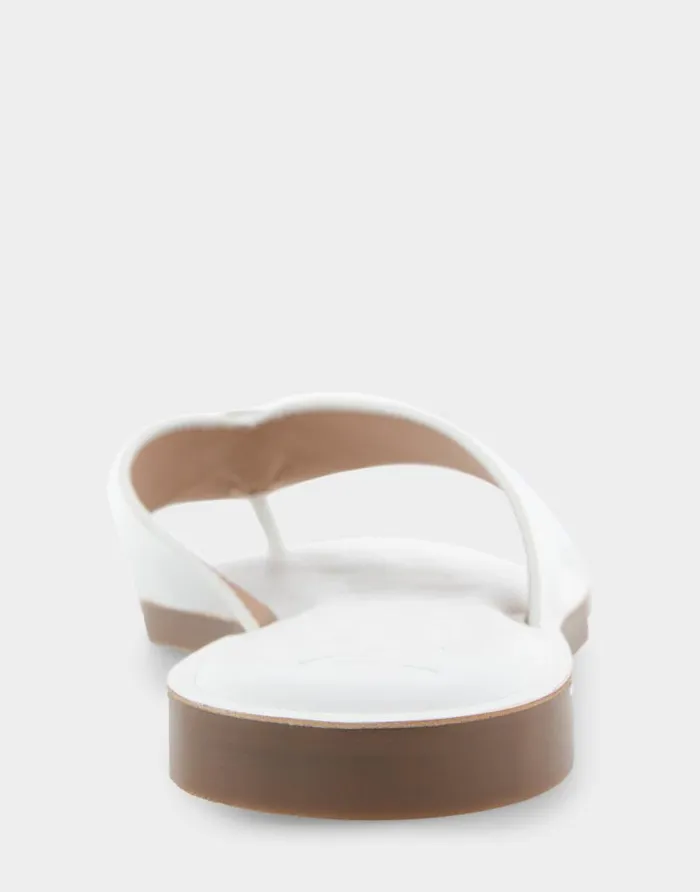Aerosoles Comfortable Women039s Ornamented Thong Sandal In White Faux Leather White Faux Leather Women Clogs and Mules