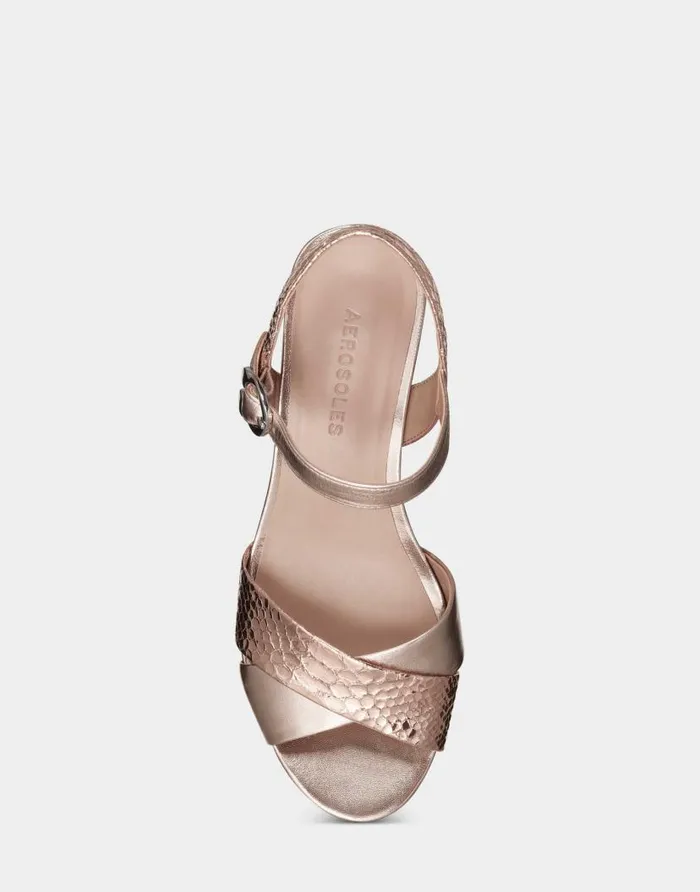 Aerosoles Comfortable Women039s Platform Sandal In Rose Gold Genuine Leather Rose Gold Leather Women Dress