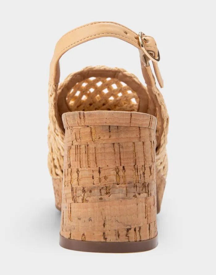 Aerosoles Comfortable Women039s Platform Slingback In Natural Raffia Fabric Natural Women Wide Width Heels