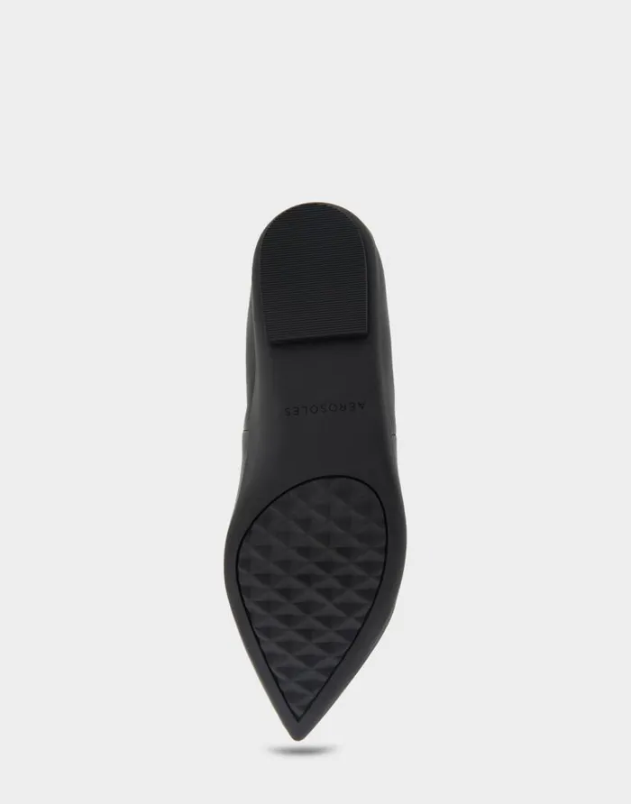 Aerosoles Comfortable Women039s Studded Point Toe Flat In Black Genuine Leather Black Genuine Leather Women Dress