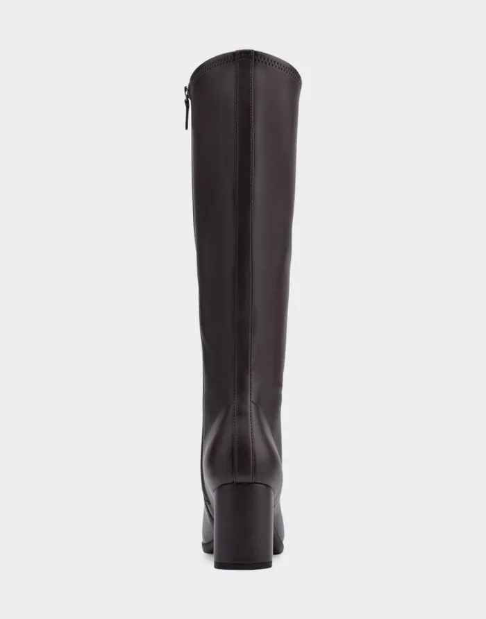 Aerosoles Comfortable Women039s Tall Boot In Brown Stretch Brown Faux Leather Women Heeled Boots