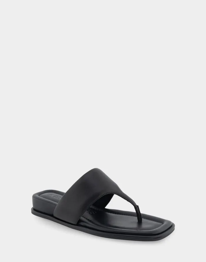 Aerosoles Comfortable Women039s Thong Mini Wedge Sandal In Black Leather Black Leather Women Clogs and Mules