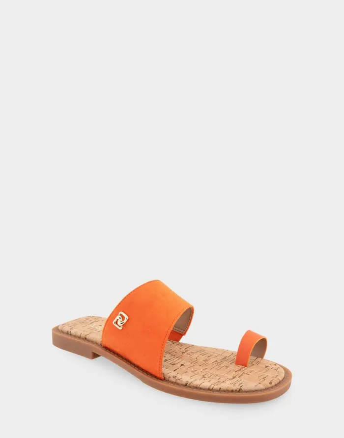 Aerosoles Comfortable Women039s Toe Ring Sandal In Mandarin Faux Suede Faux Suede Mandarin Faux Suede Women Flats