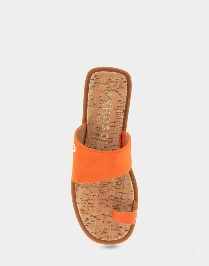 Aerosoles Comfortable Women039s Toe Ring Sandal In Mandarin Faux Suede Faux Suede Mandarin Faux Suede Women Flats