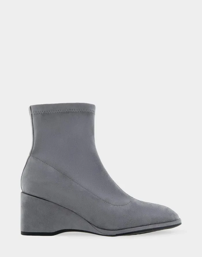 Aerosoles Comfortable Women039s Wedge Heel Ankle Boot In Grey Faux Suede Grey Faux Suede Women Ankle Boots
