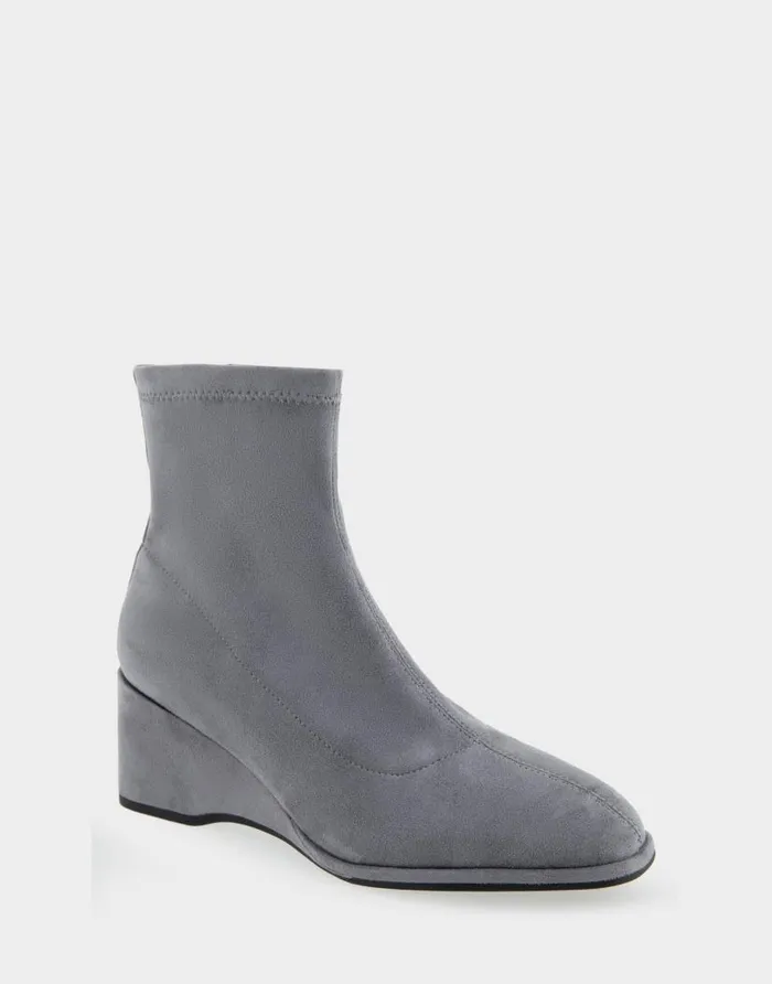 Aerosoles Comfortable Women039s Wedge Heel Ankle Boot In Grey Faux Suede Grey Faux Suede Women Ankle Boots