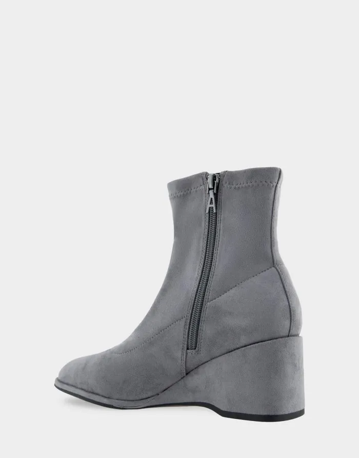 Aerosoles Comfortable Women039s Wedge Heel Ankle Boot In Grey Faux Suede Grey Faux Suede Women Ankle Boots