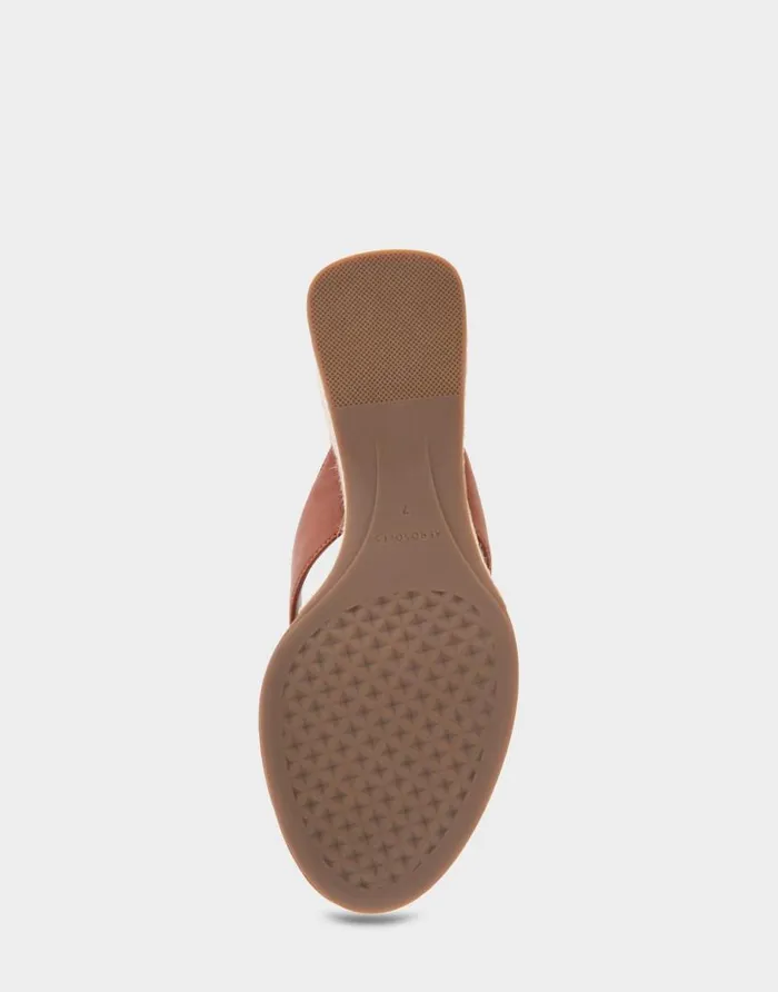 Aerosoles Comfortable Women039s Wedge Thong Sandal In Gingerbread Faux Leather Gingerbread Faux Leather Women Dress