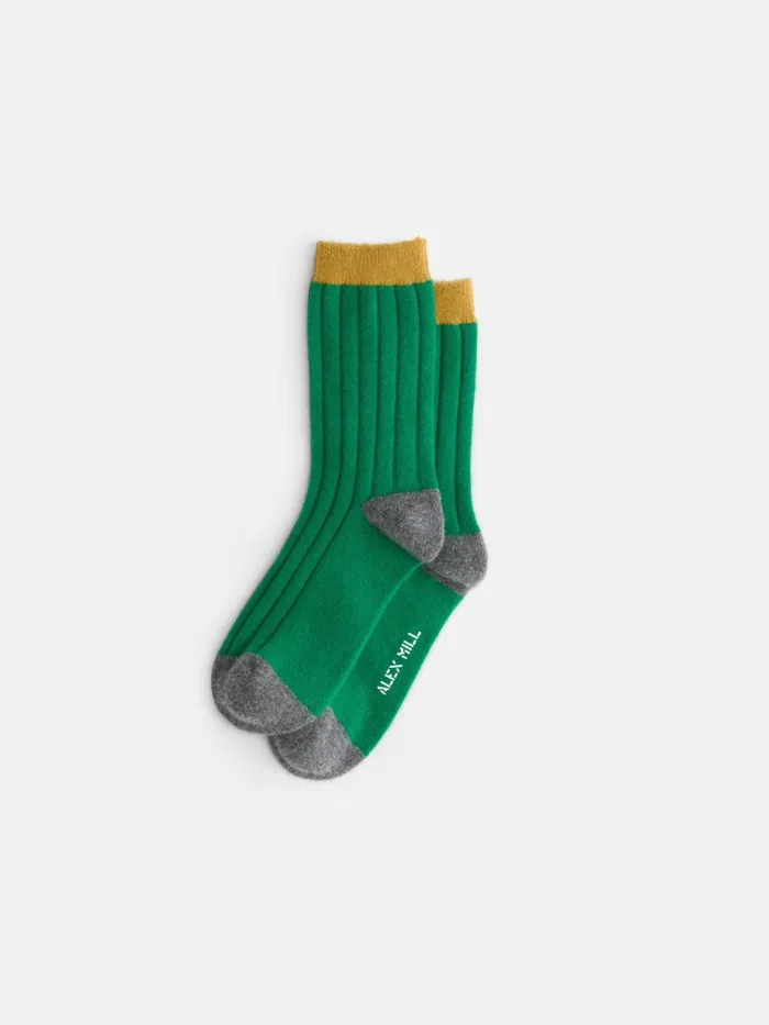 Alex Mill Men Cashmere Socks Greenheather Greygold