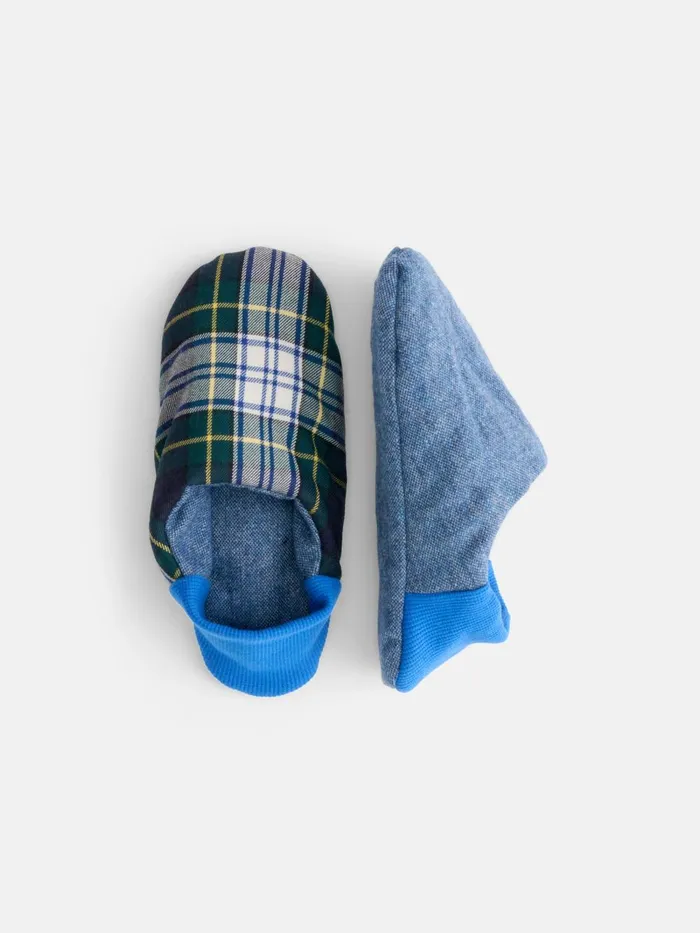 Alex Mill Men Wool Plaid House Shoes Blue