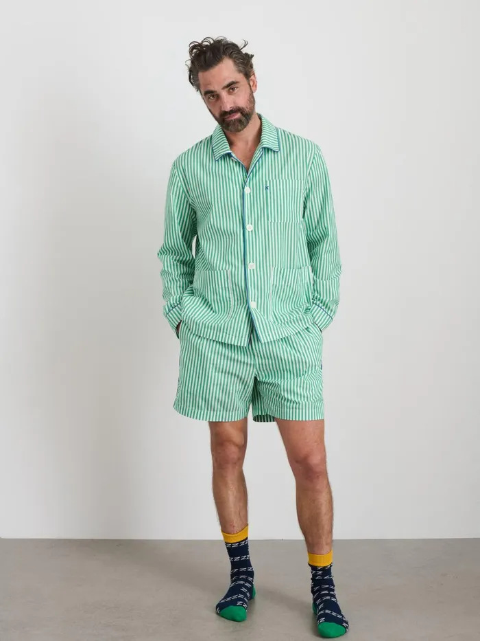 Alex Mill Pajamas Slippers Women P039jimmies Sleep Short In Stripe Green Stripe
