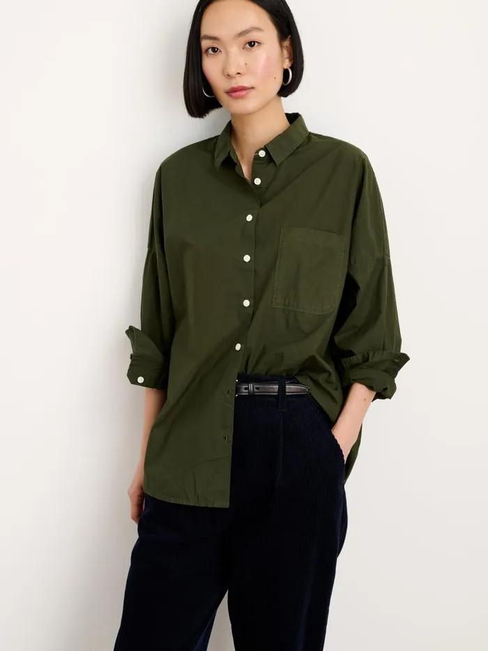 Alex Mill Shirts Tops Women Jo Shirt In Cotton Poplin Pine Needle