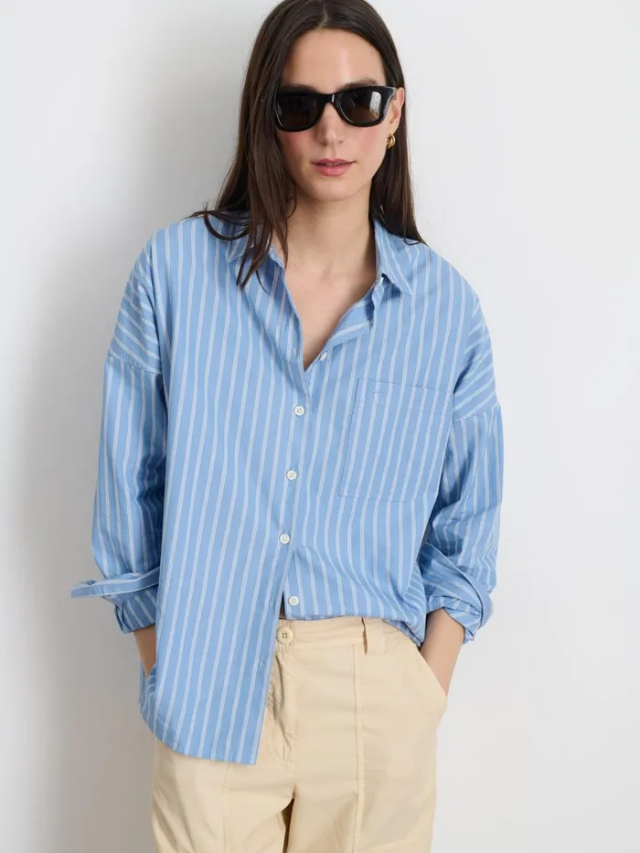Alex Mill Shirts Tops Women Jo Shirt In Striped Paper Poplin Blue Stripe