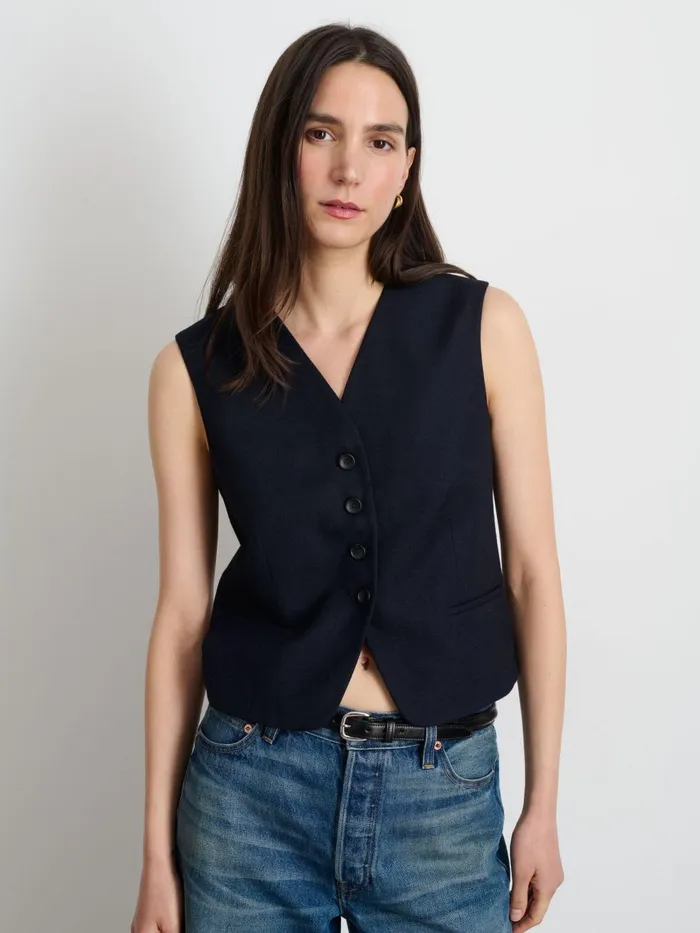 Alex Mill Shirts Tops Women Soho Vest In Wool Dark Navy Alex Mill Shirts Tops Women Soho Vest In Wool Dark Navy