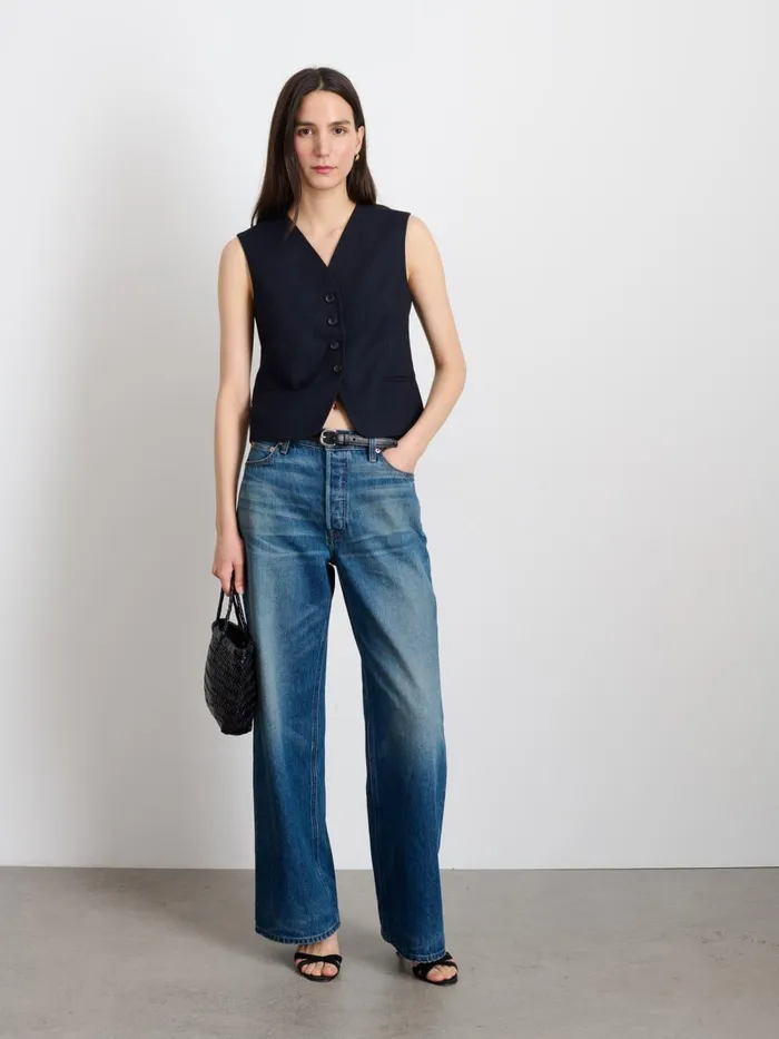 Alex Mill Shirts Tops Women Soho Vest In Wool Dark Navy Alex Mill Shirts Tops Women Soho Vest In Wool Dark Navy