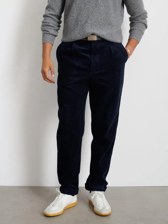 Alex Mill Suiting Blazers Men Standard Pleated Pant In Corduroy Long Inseam Dark Navy